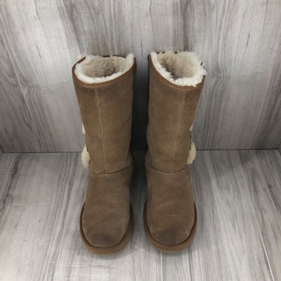 UGG Boots Womens 6 Klea Brown Suede Slip On Winter Shearling Lined - Picture 7 of 10